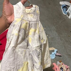 Burberry Kids Dress in White and Yellow